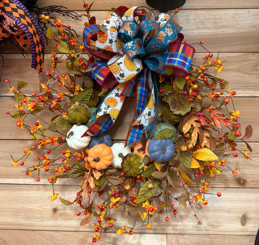 Fall Wreath with Pumpkins