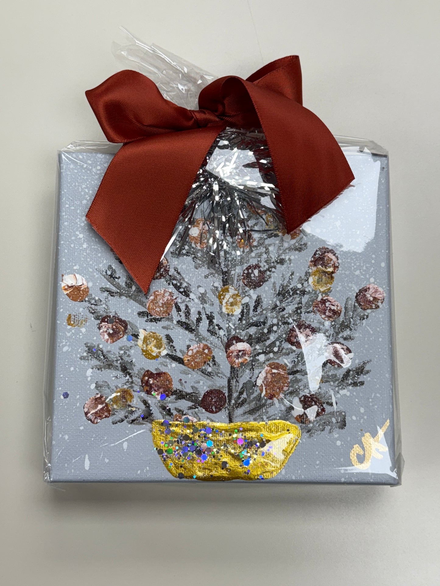 Tinsel Tree Canvas- Grey