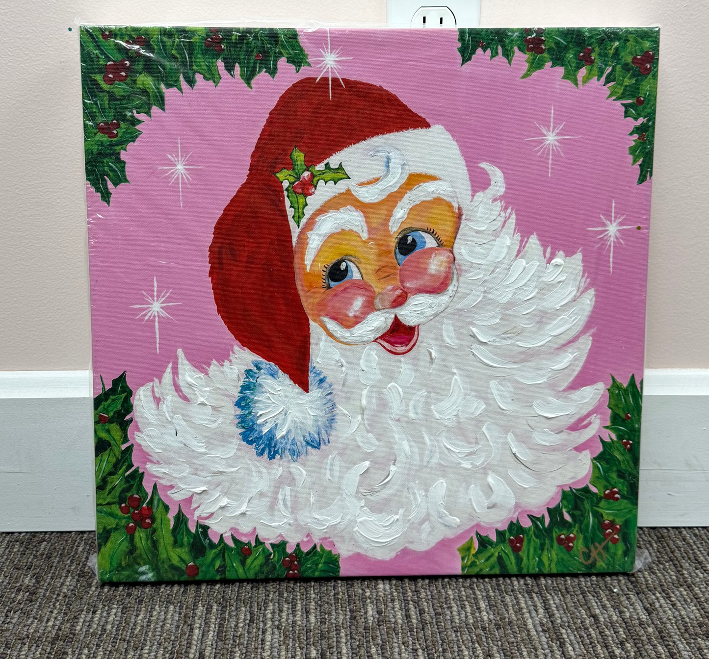 Santa Canvas Pink