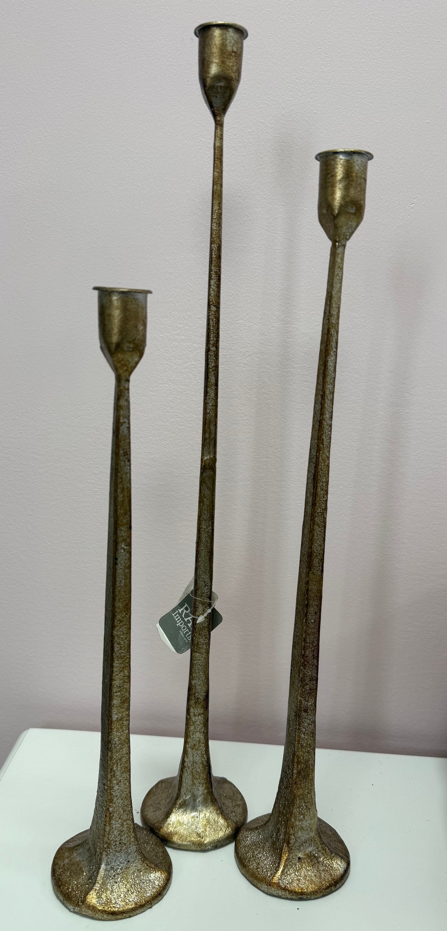 Set of 3 Gold Candle Sticks