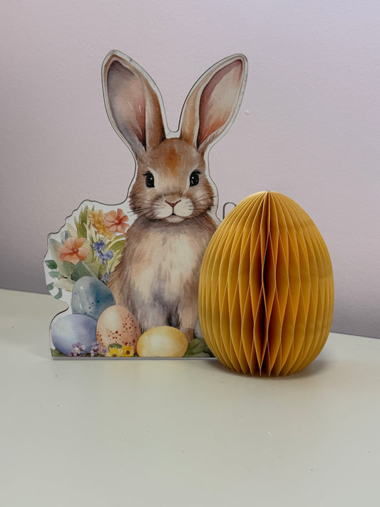 Honeycomb Bunny with Yellow Egg