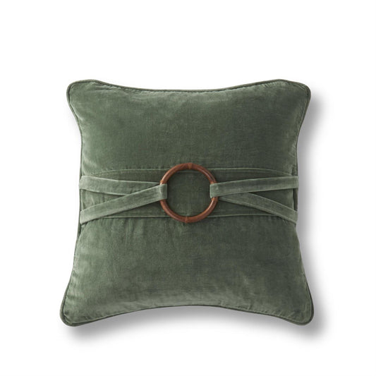 20" Green Velvet Pillow with Bamboo Ring