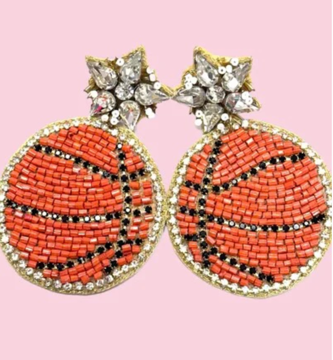Beaded Basketball Earrings