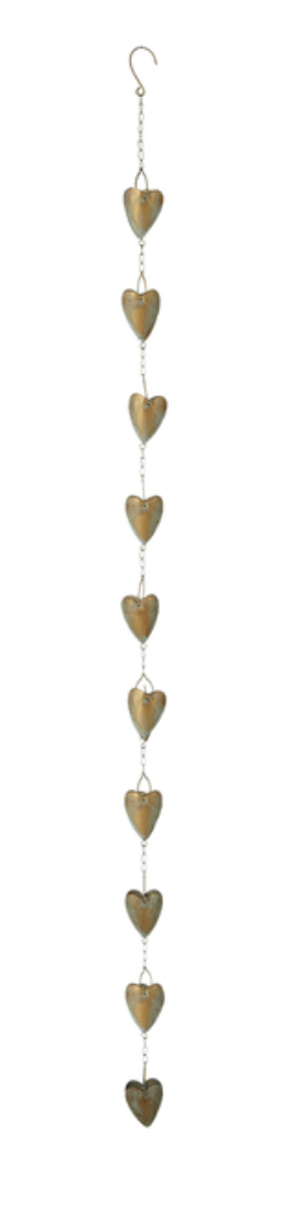 Gold Heart Rain Chain