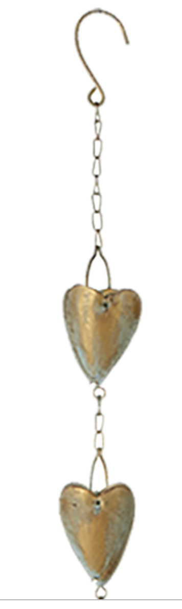Gold Heart Rain Chain