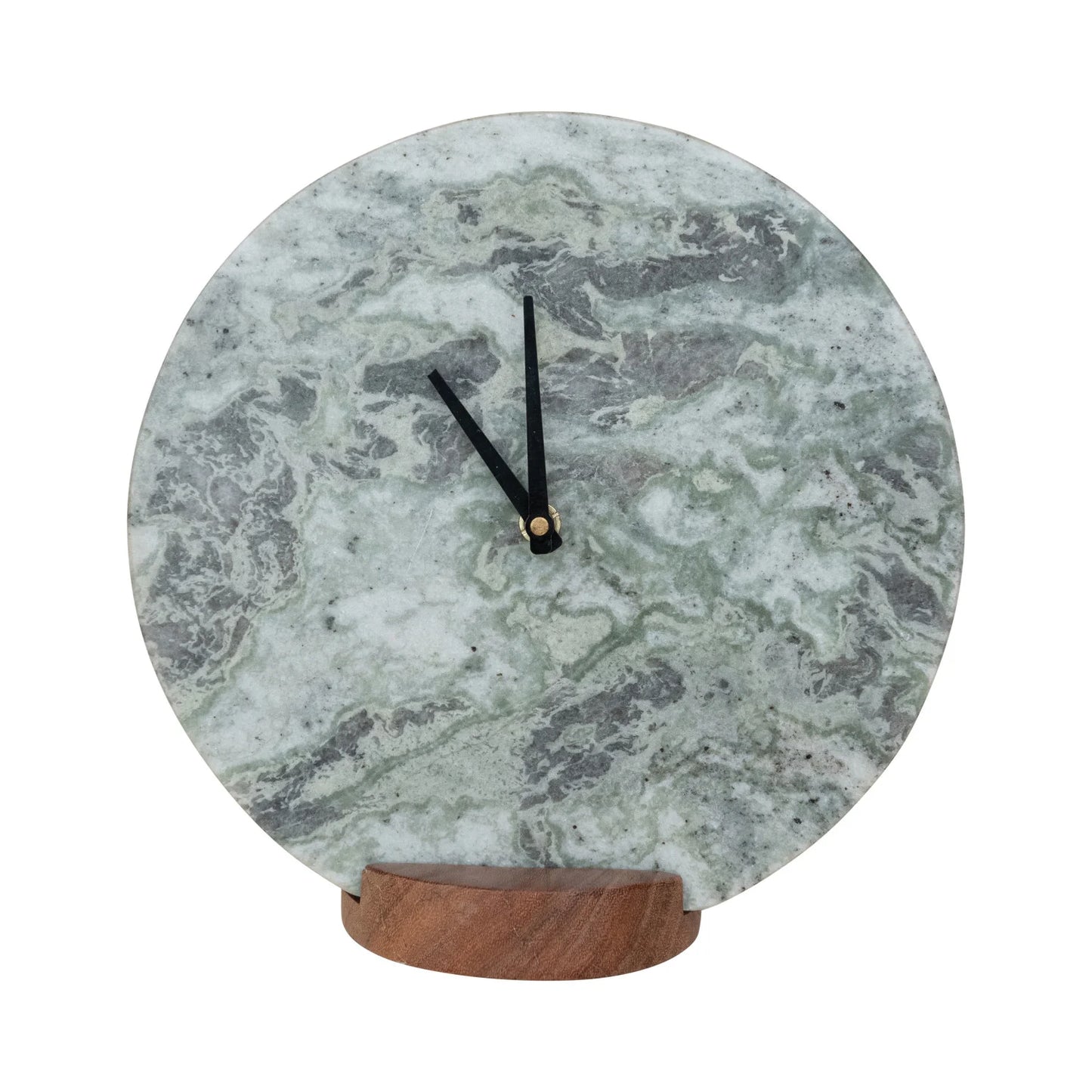 Marble Clock w/Wood Base