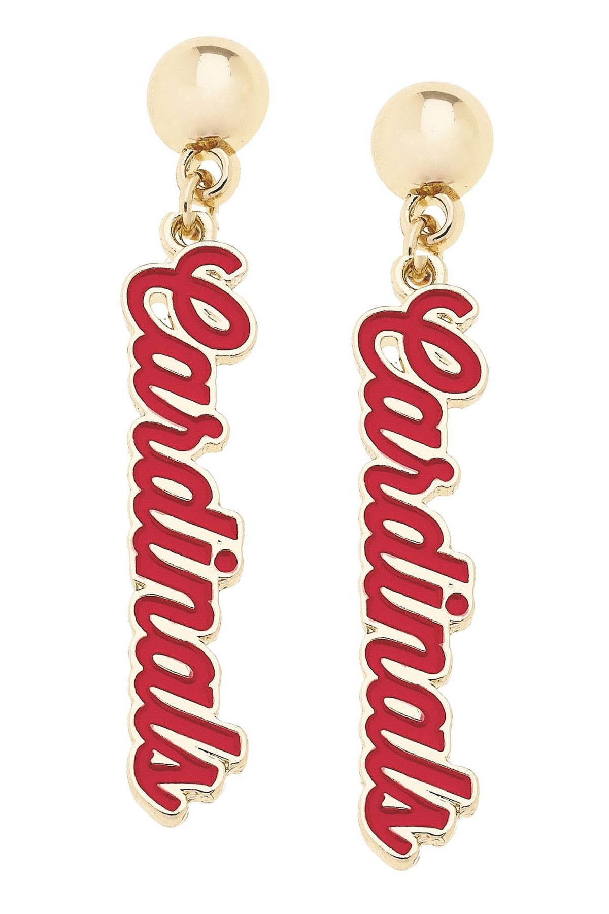 Louisville Cardinals Enamel Script Earring in Shiny Gold