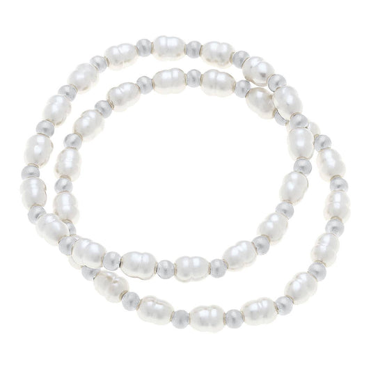 Carly Ball Bead & Pearl Stretch Bracelets (Set of 2)