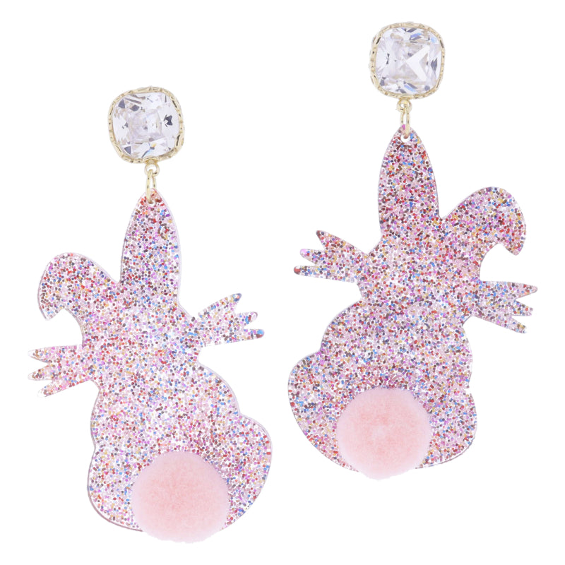 Multi Glitter Resin Bunny Earrings