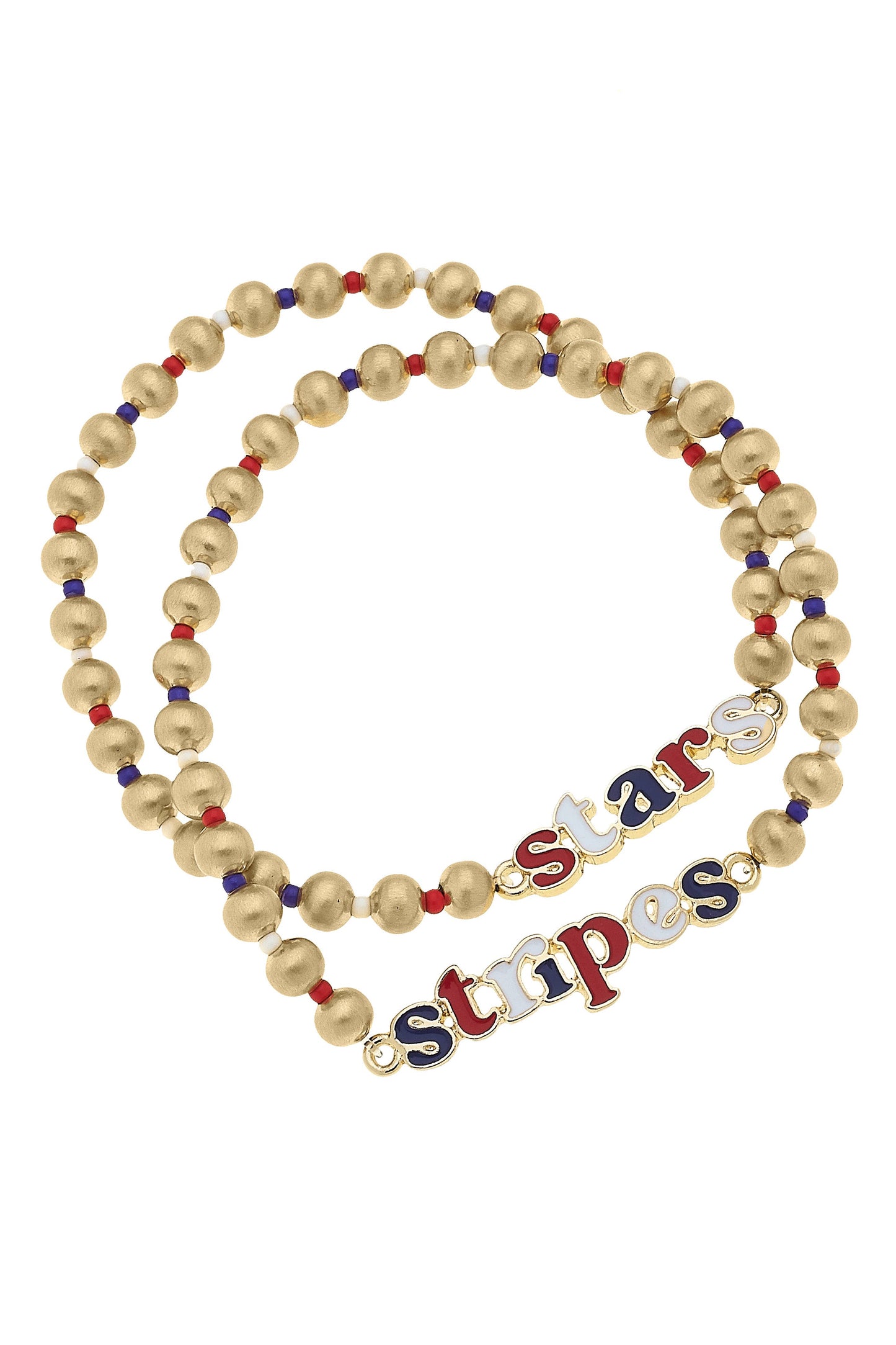Stars & Stripes Ball Bead Stretch Bracelet Set of 2