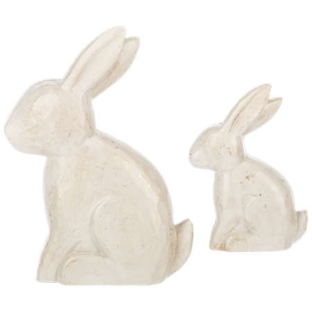 Set of 2 Carved Rabbit