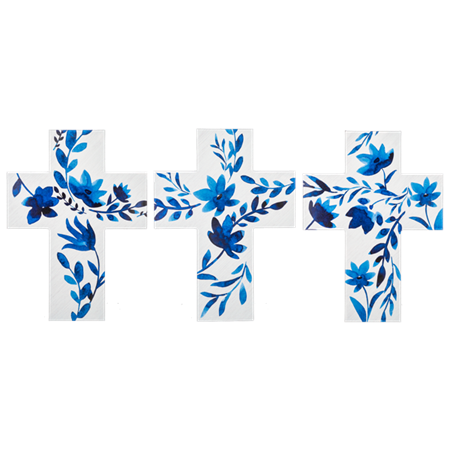 Blue & White Floral Cross