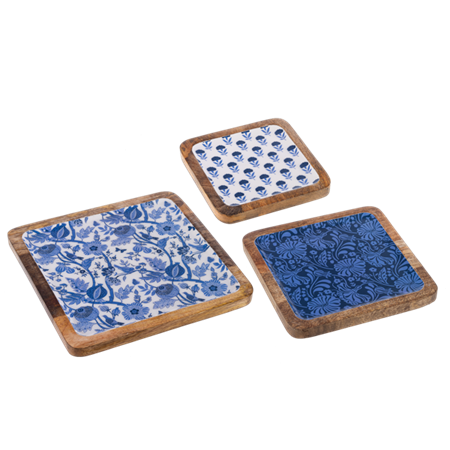 Blue & White Floral Tray