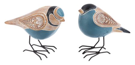 Blue Embossed Birds