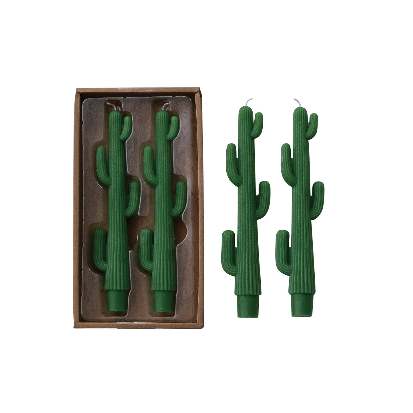 Cactus Taper Candles, Green