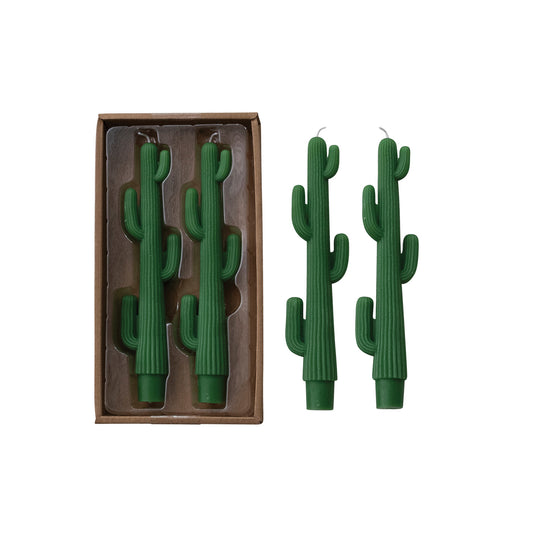 Cactus Taper Candles, Green