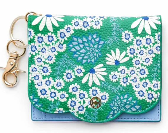 Scalloped Wallet Daisy Chain Green