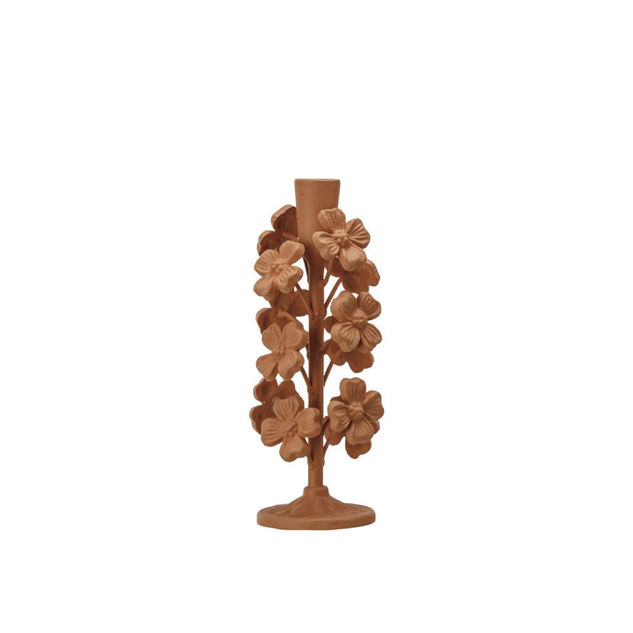 9" Terra Cotta Flower Candle Holder