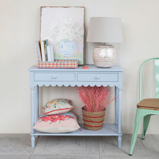Scalloped Console Table Blue