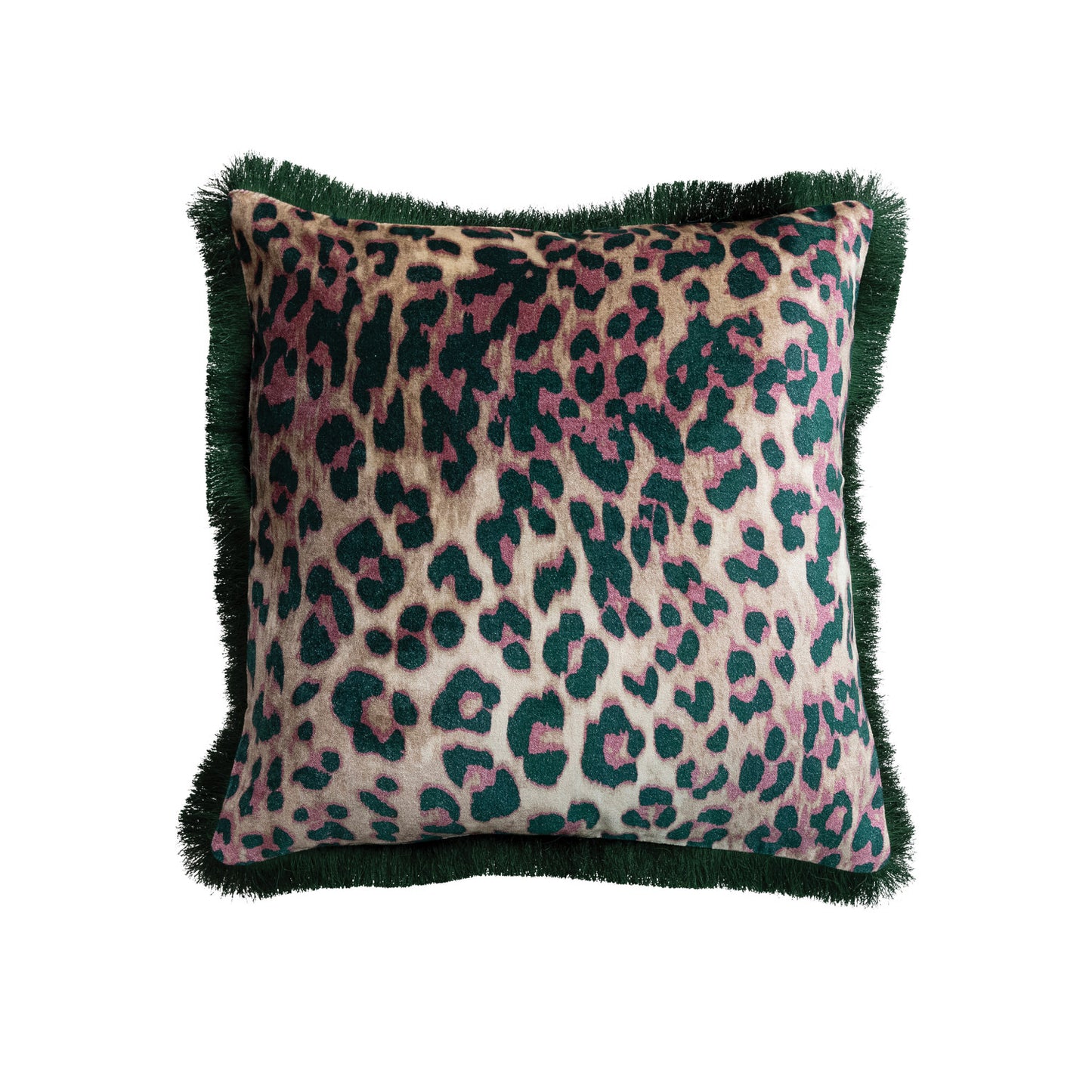 Velvet Leopard Pillow w/Fringe