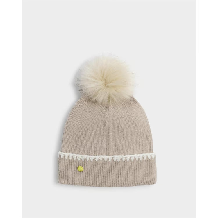 Taupe Pom Pom Hat