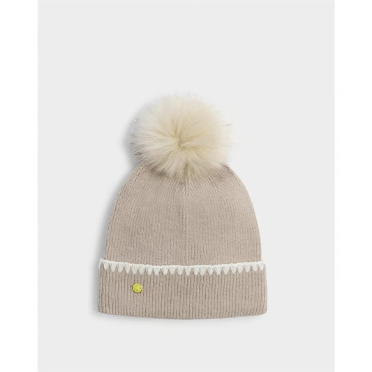 Taupe Pom Pom Hat