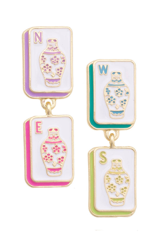 Four Winds Enamel Earrings in Pastel Multi