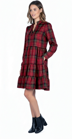 Holiday Plaid Tiered Dress