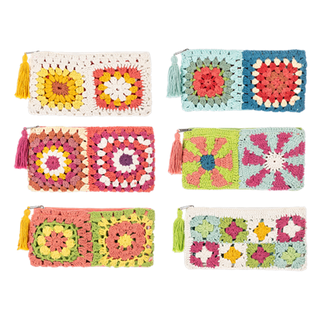 Crochet Rectangle Flower Pouch