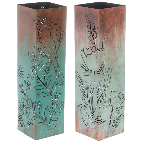 Botanical Bird Pillar Holders S/2
