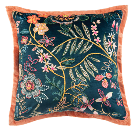 Embroidered Floral Pillow