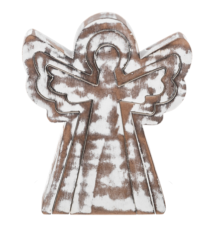 Nested White Wash Angel Figurine Set