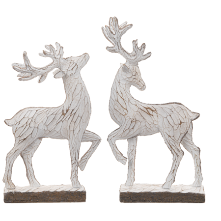 White Washed Deer Set of 2