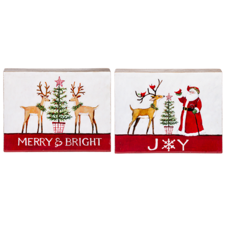 Deer and Santa Block - Joy