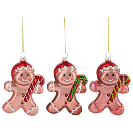 Gingerbread Man Ornament - Red Candycane