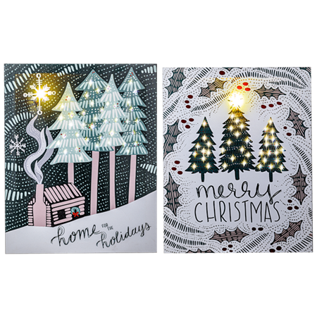 Holiday Icon Message Wall Decor Canvas- Light Up