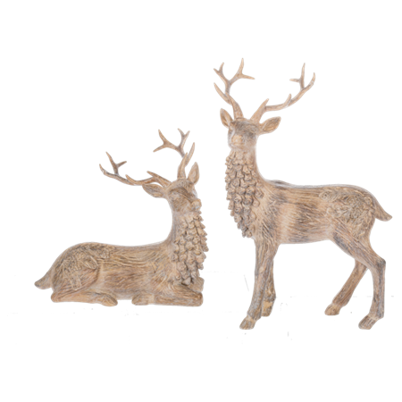 Pinecone Deer Figurine Set