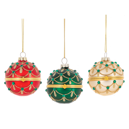 Glittered Hinged Ball Ornament