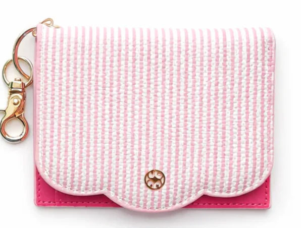 Scalloped Wallet Pink Stripe