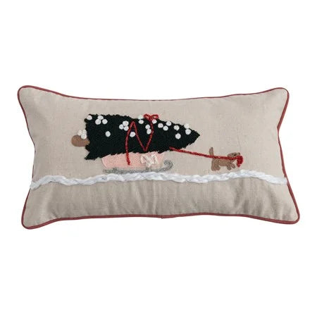 Dog Pulling Sled Pillow