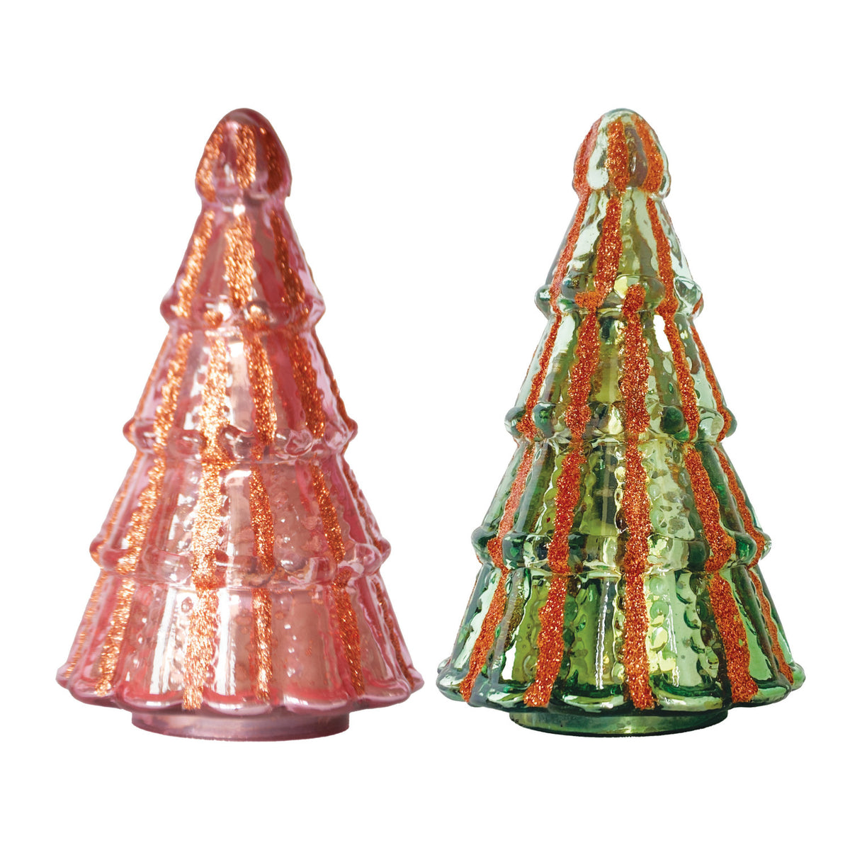 Glass Tree w/ Glitter Stripes
